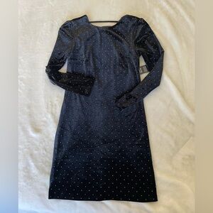 Express Black Mini Dress with Gold Dots